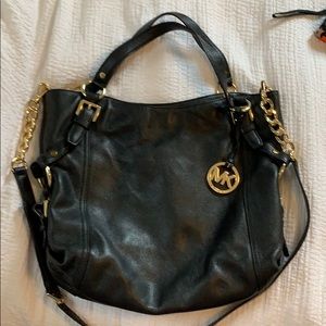 Classic black leather handbag